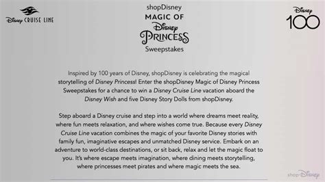 Enter the shopDisney Magic of Disney Princess Sweepstakes for .